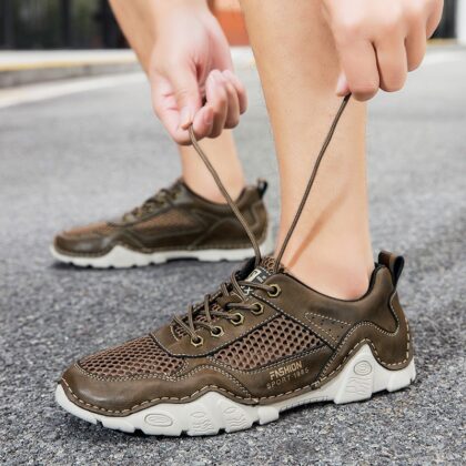 Summer Breathable Casual Shoes Handmade Men's Shoes Work Plus Size Mesh Shoes