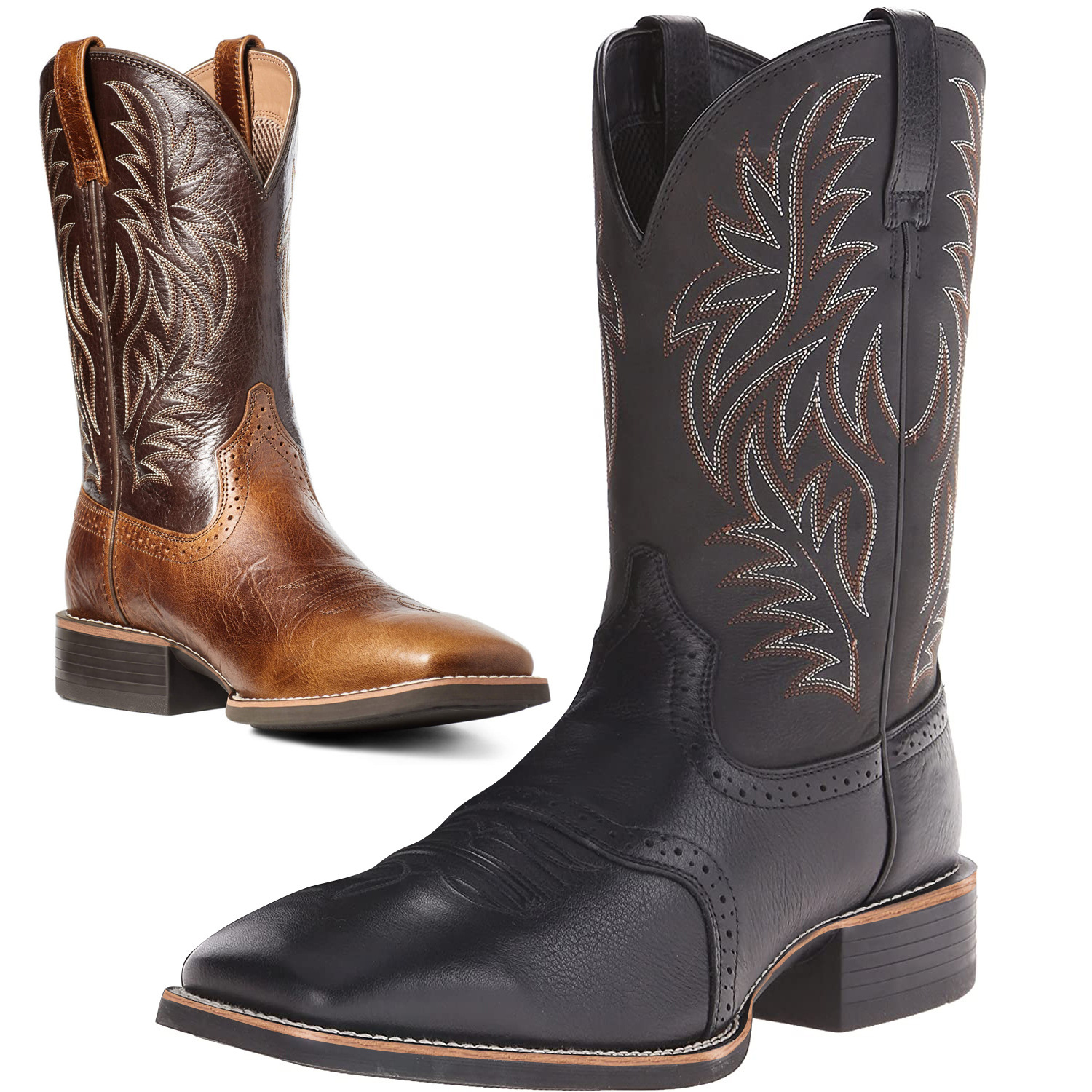 High Embroidery Vintage Engraving Stitching Wide Head Western Cowboy Boot — изображение 8