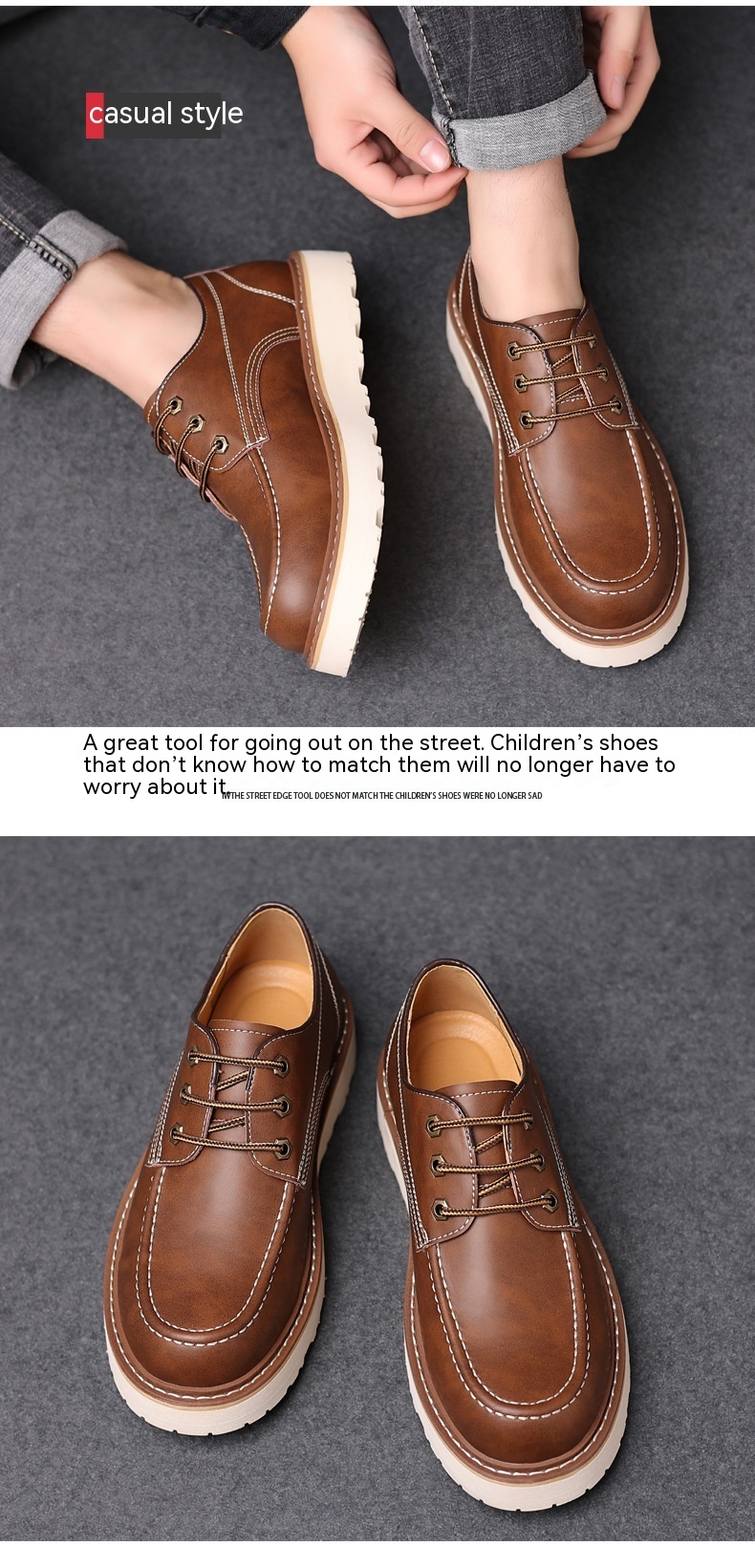 Martin Boots Men's Low Top Retro Casual Shoes British Style Worker Boot Low-top Height Increasing Big Scalp Shoes - Image 7