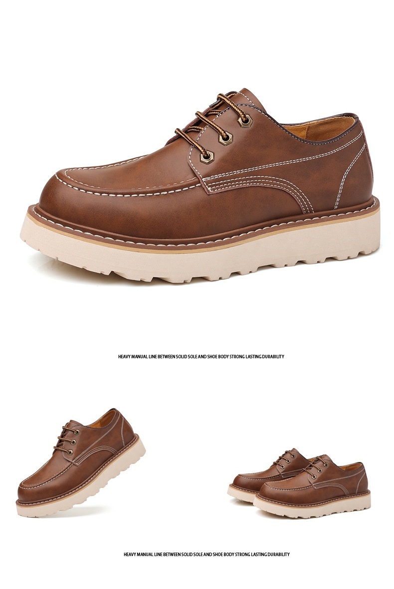 Martin Boots Men's Low Top Retro Casual Shoes British Style Worker Boot Low-top Height Increasing Big Scalp Shoes - Image 9