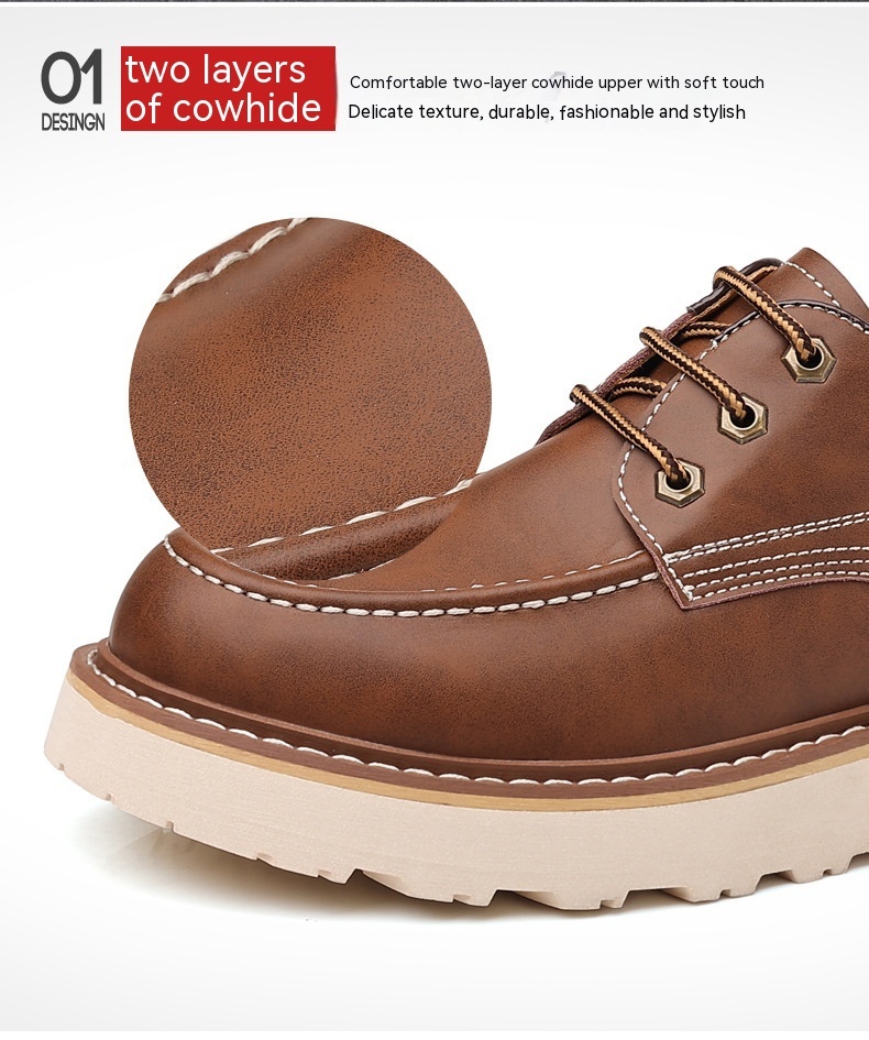 Martin Boots Men's Low Top Retro Casual Shoes British Style Worker Boot Low-top Height Increasing Big Scalp Shoes - Image 10