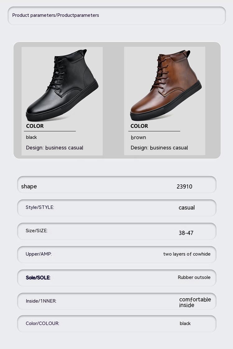 Plus Size High-top Board Shoe Men's Cowhide Casual Flat Martens Boots – Bild 8