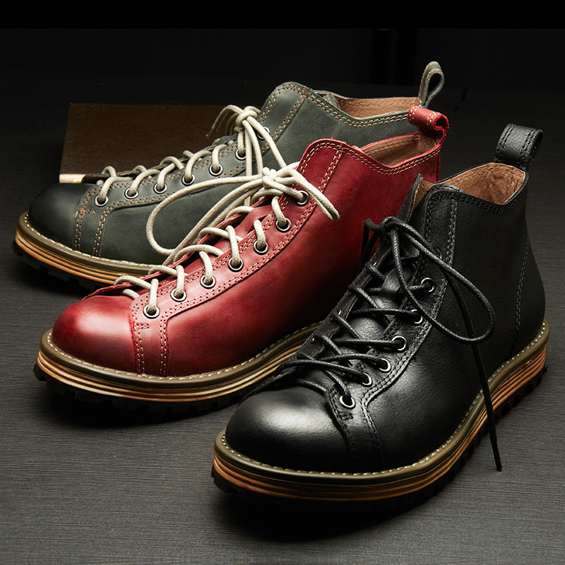 Men's Vintage Leather Big Toe Martin Boots - Image 9