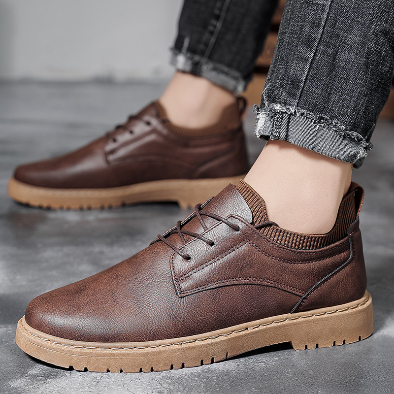 Men's Leather British Autumn Winter Youth Work Shoes — изображение 7