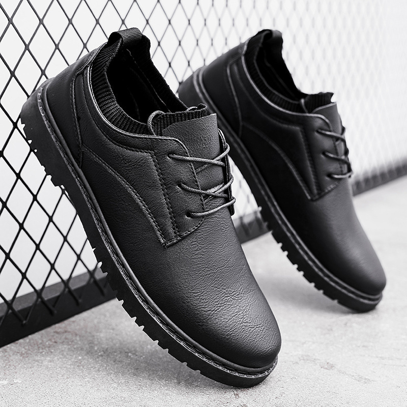 Men's Leather British Autumn Winter Youth Work Shoes — изображение 9