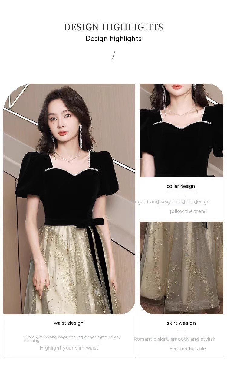 Women's French Light Luxury And Luxurious Black Evening Dress – Bild 9