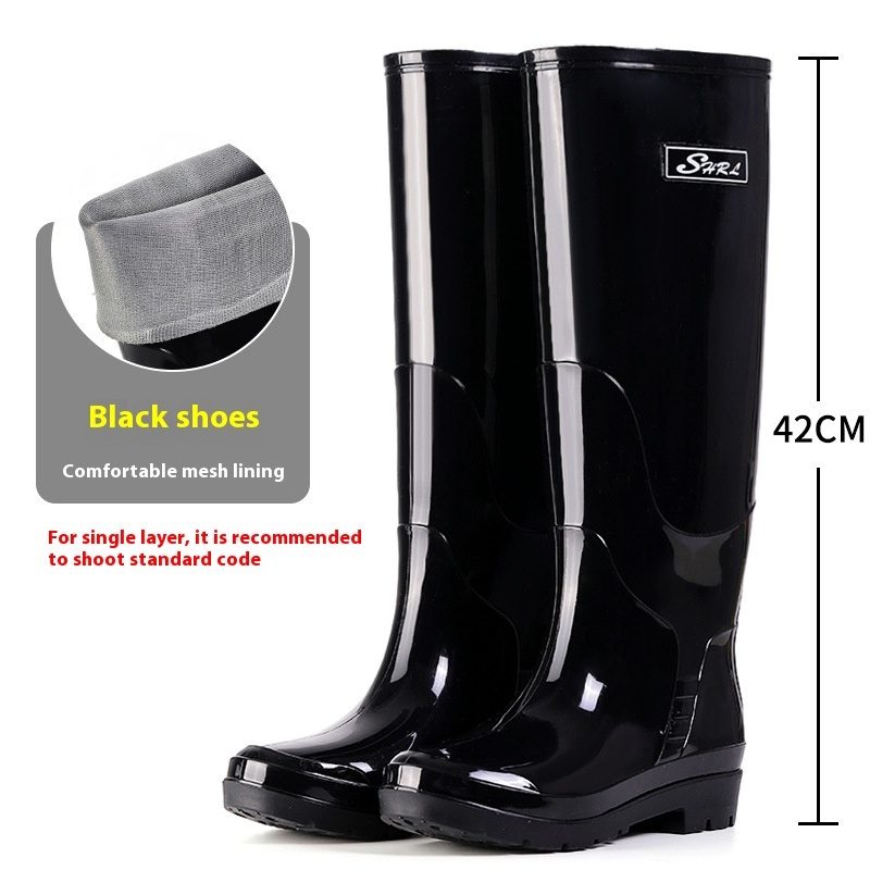 Fleece-lined Warm Length Waterproof Rain Boots - Image 7
