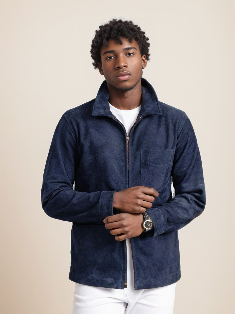 Simple Men's Suede Fabric Jacket Solid Color Fashion City - Image 7