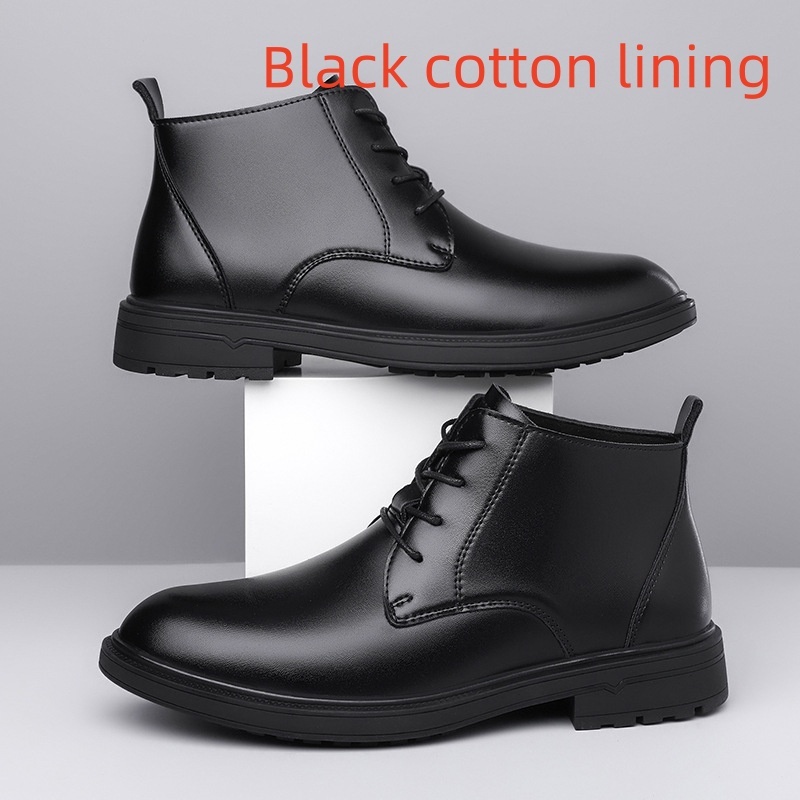 Retro Lace Up Denim Trendy Mid-length Warm Non-slip Men's Martin Boots - Image 8