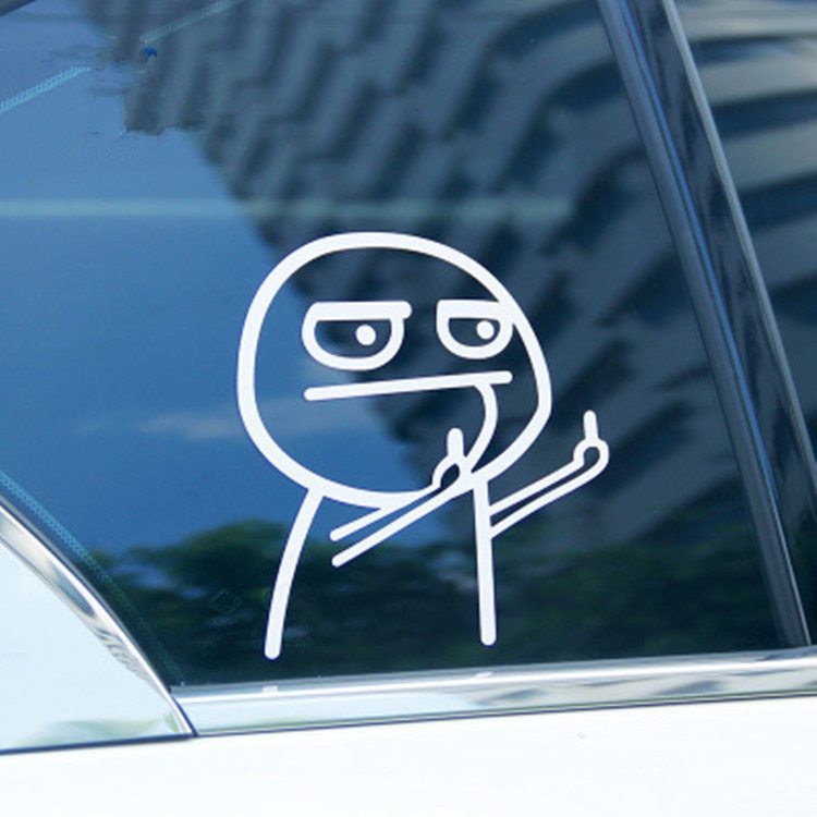 Middle finger despise funny cartoon body car sticker — изображение 2