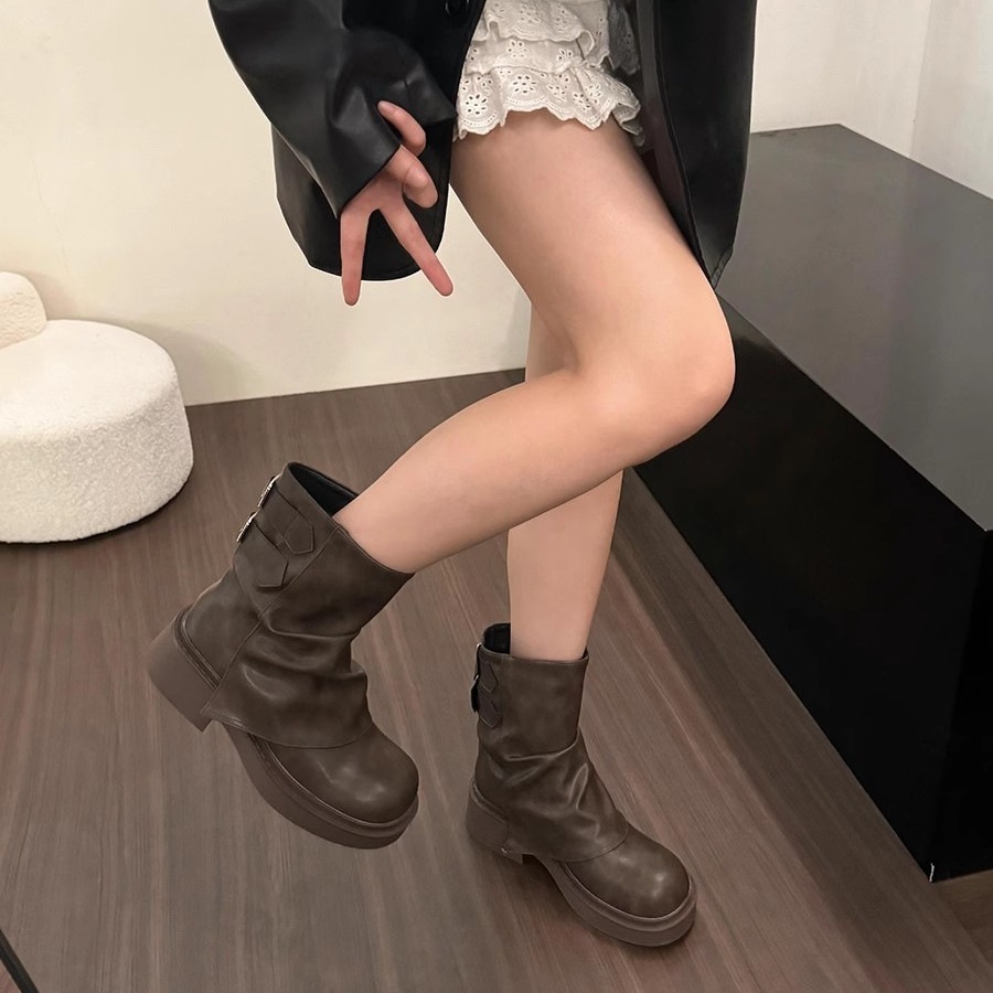 British Street Pleated Sleeve Slugged Bottom Boots — изображение 4