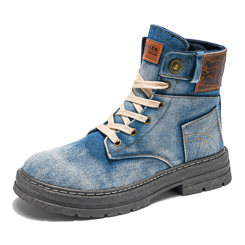 Plus Size Men's Mid-top Denim Casual All-matching Work Clothes Martin Boots - Image 5