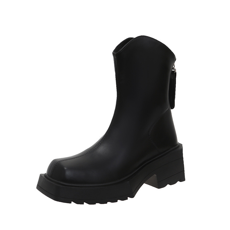 Platform Martin Boots Female Square Toe Booties - Image 5