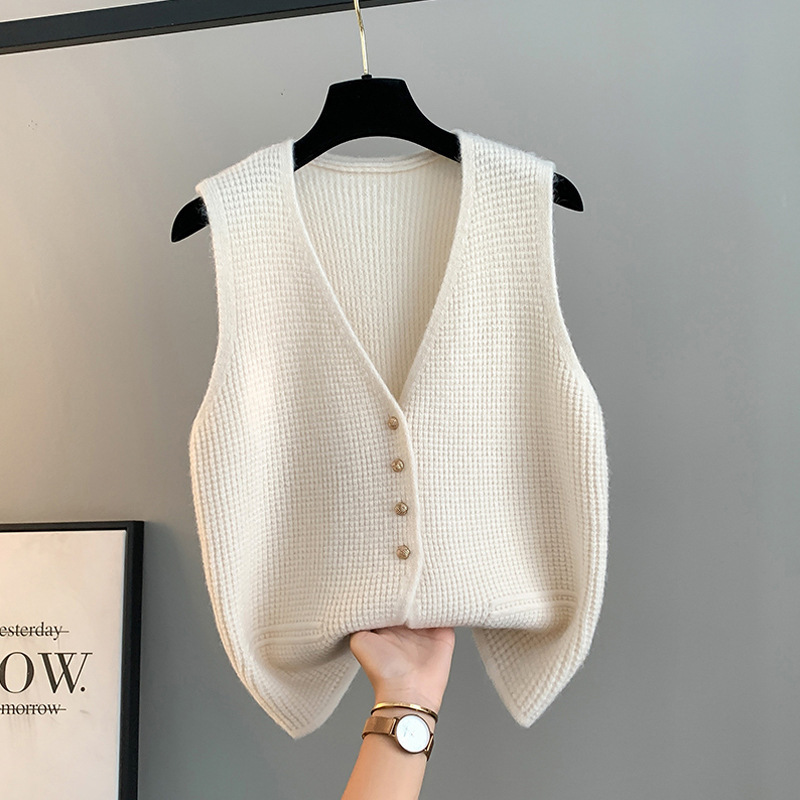 High Sense Classic Style Women's Clothing V-neck Knitted Cardigan Vest Vest Sweater - Image 6