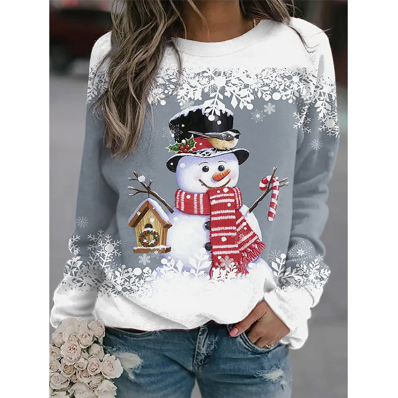 Snowman Printed Panel Loose Sweater — изображение 2