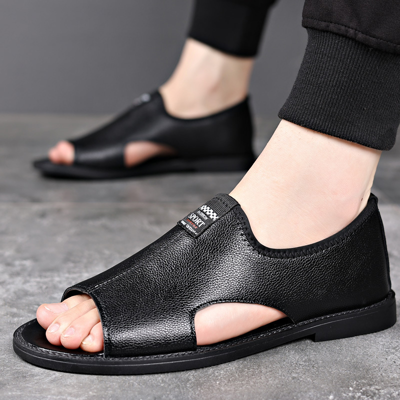 Roman Casual Sandals Soft Leather Non-slip Men - Image 3