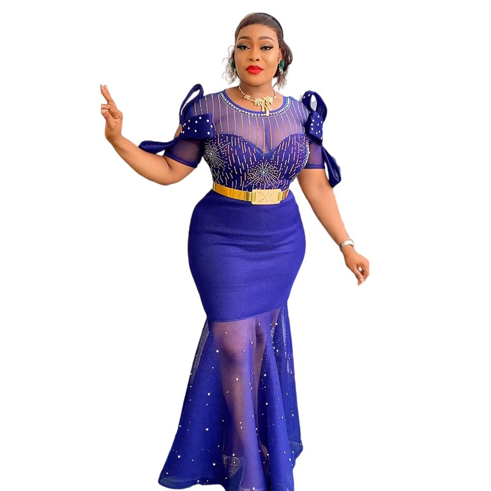 Women's Heavy Embroidered Hot Diamond Beads Night Banquet Light Luxury Evening Dress Fishtail Skirt - Image 5