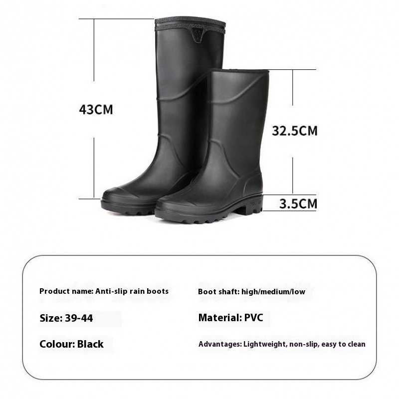Mid-High Tube Rain Boots Men's Construction Site Protective Shoes Waterproof Non-slip - Image 3