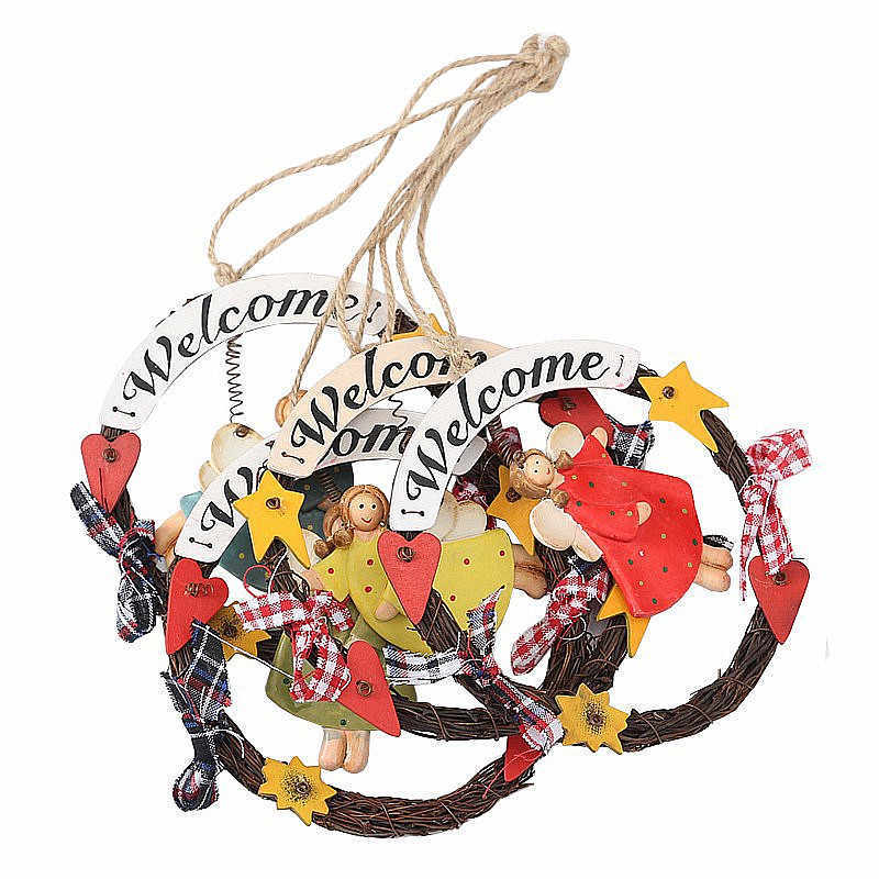 Room Welcome Board Wooden Decorative Doorplate Creative Garland Wall Hanging - Image 5
