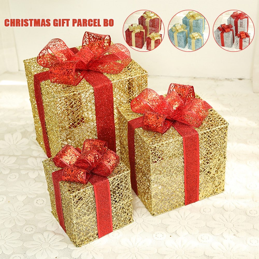 Christmas wrought iron gift box three-piece set