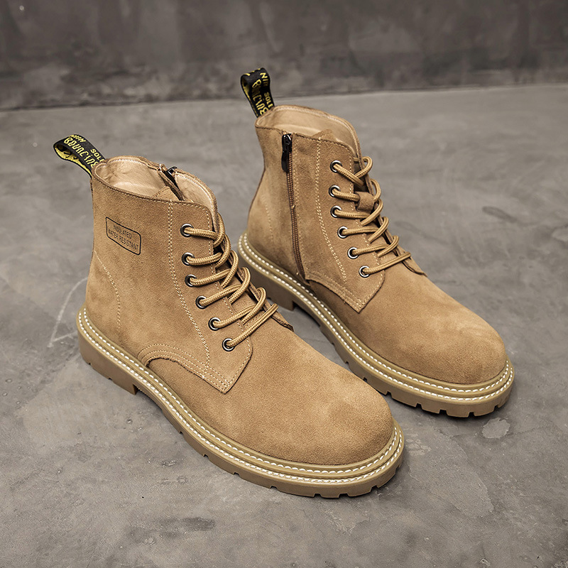 Hidden Heel Platform Retro Men's Leather Boots — изображение 2