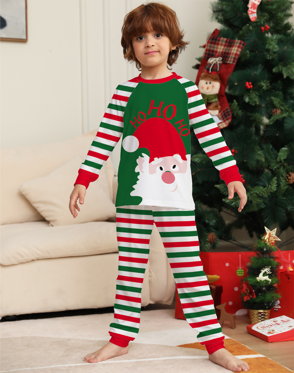 Family Christmas Pajamas Matching Sets Red Stripe Xmas Holiday Sleepwear Jammies Long Sleeve PJs Outfits — изображение 2