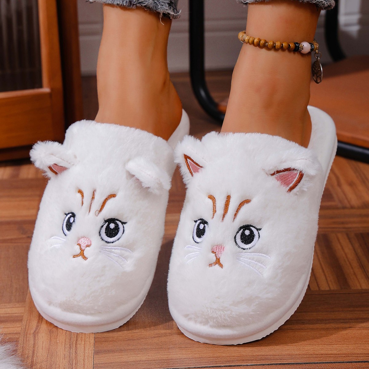 Christmas Plush Closed Toe Open Toe Cotton Slippers - Image 8