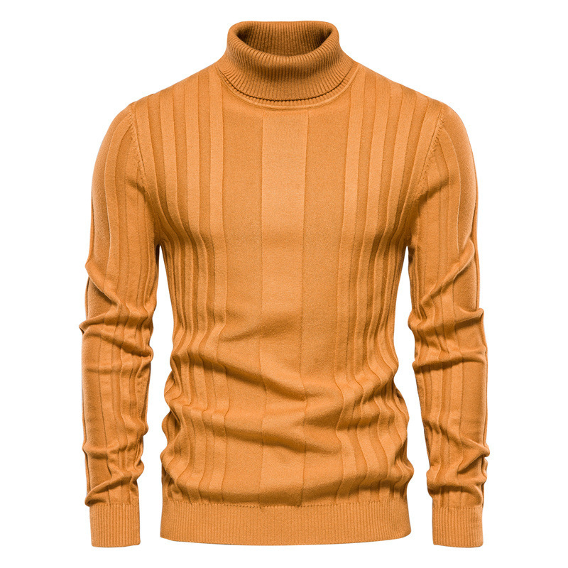 Men's Turtleneck Sweater Casual Knit Solid Color Pullover - Image 4