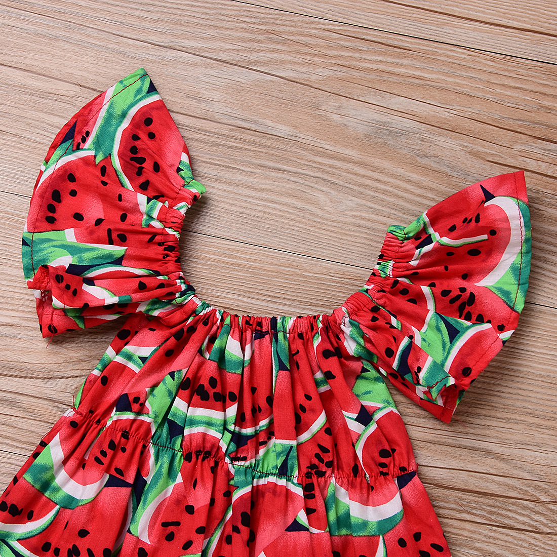Watermelon Romper Set Red Watermelon Printed Lace Baby Climbing Suit – Bild 2