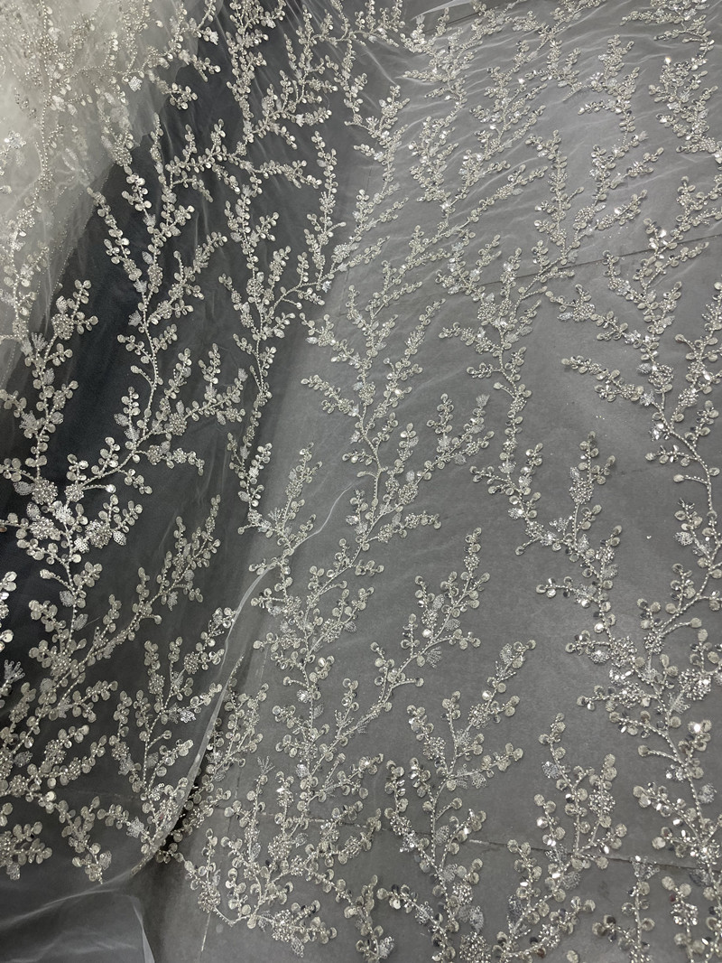 Crystal Sequin Embroidered Transparent Clothing Fabric — изображение 3