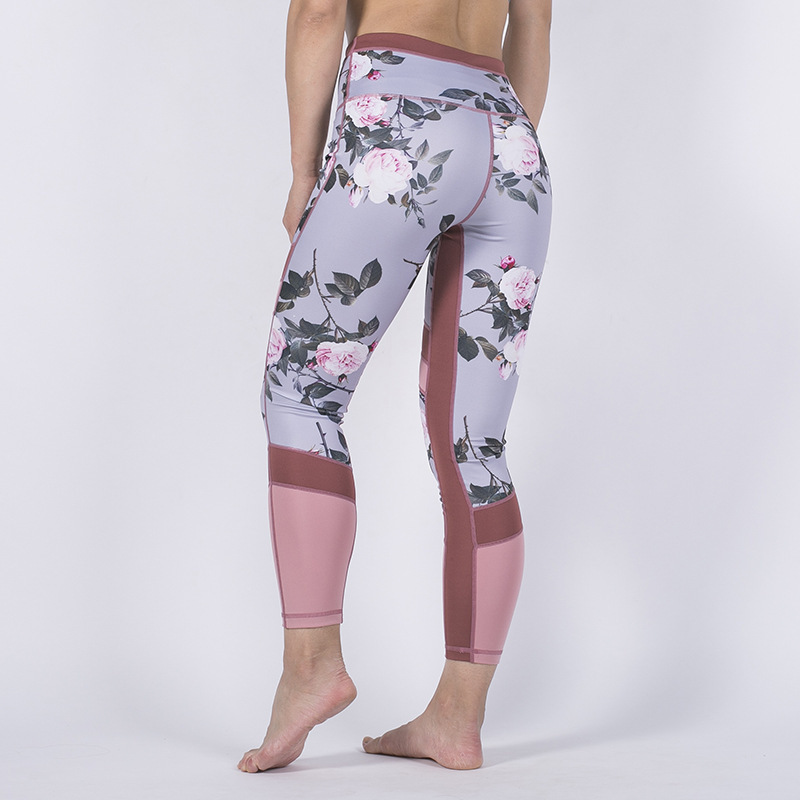 Women's printed mesh stitching yoga pants – Bild 4