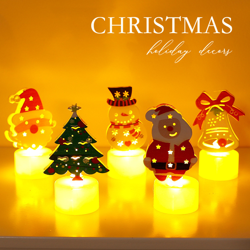 LED Electronic Candle Lights Christmas Trees Santa Claus Snowmen Creative Candles Small Night Lights Home Decorative Ornaments - Image 3