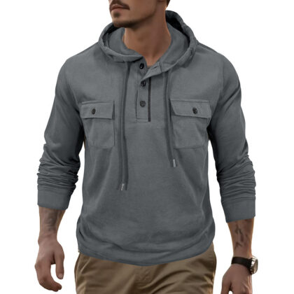 Men's Sweater Long-sleeved Sports Pocket Hooded Top
