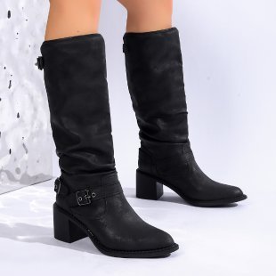 Stylish And Comfortable Buckle Chunky Heel Women's Boots - Image 5