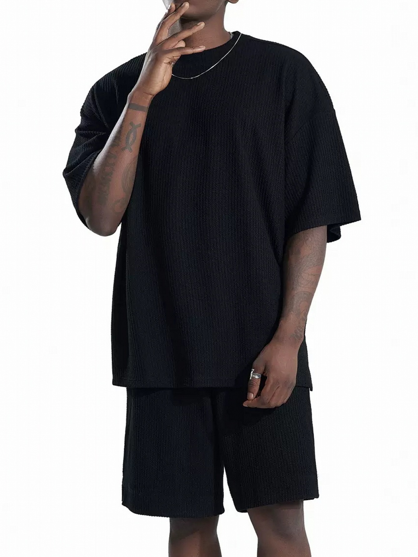 Men's Loose Short Sleeve Suit Sports Casual Texture Suit — изображение 10