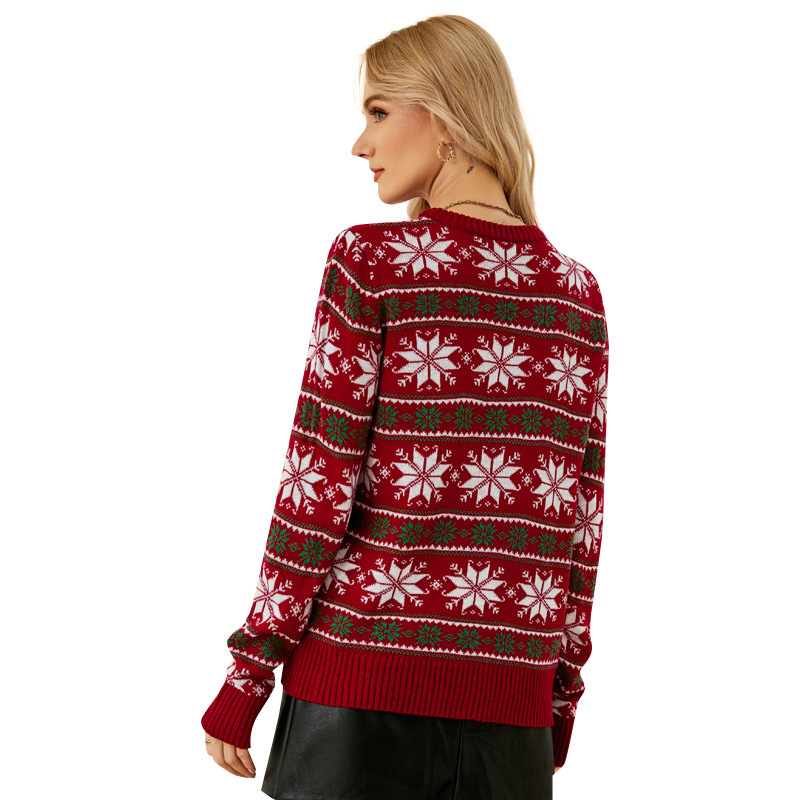 Women's Fashion Autumn Snowflake Christmas Sweater - Image 4