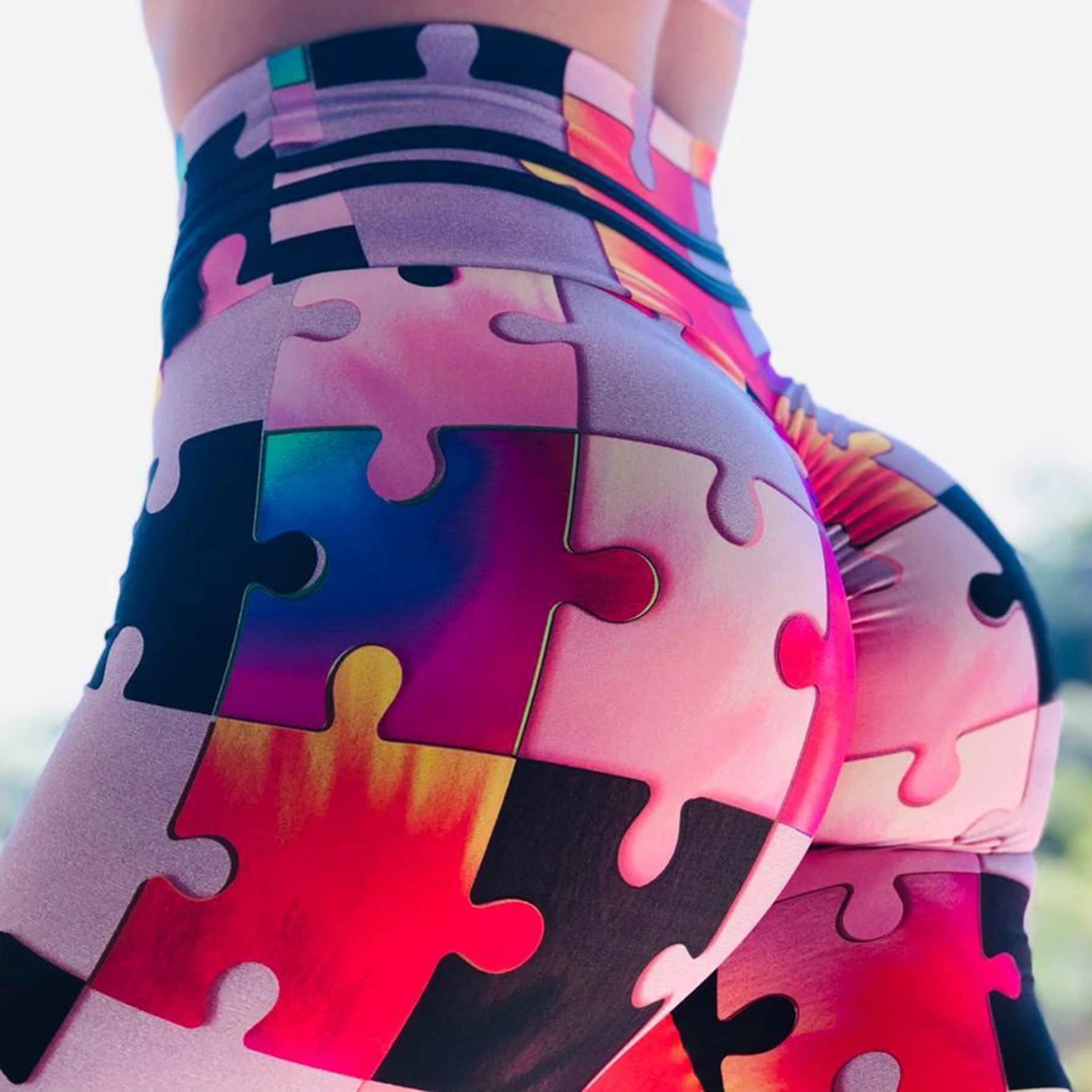 Pattern Stitching Explosive High-Waist Buttocks Yoga Running Yoga Pants — изображение 4