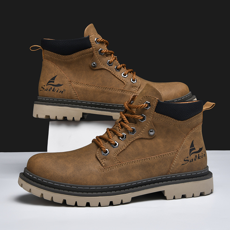 Men's Mid-Top Autumn British Style Worker Boot - Image 3