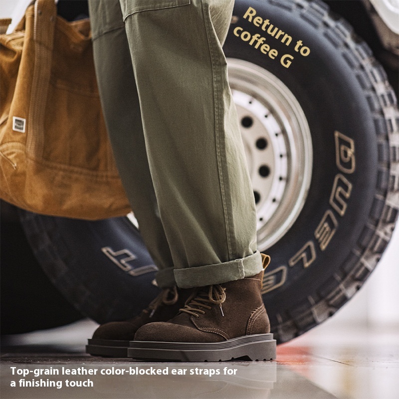 Men's Casual Retro Platform Middle High Top Suede Martin Boots — изображение 4