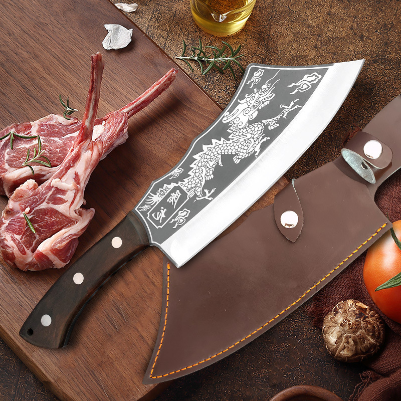 Forged Dragon Pattern Firewood Tree Cutter Agricultural Outdoor Bamboo Cutting Machete Grass Cutting Sickle Household Bone Cutting Cleaver – Bild 3