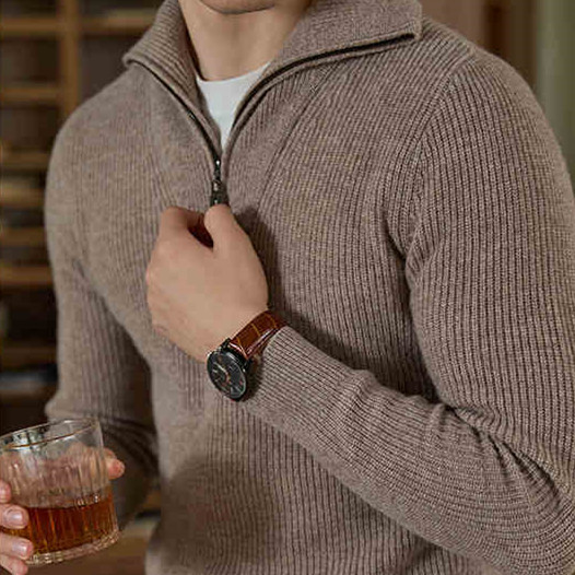 Half-height Zip Turtleneck Sweater Men's Long Sleeve – Bild 7