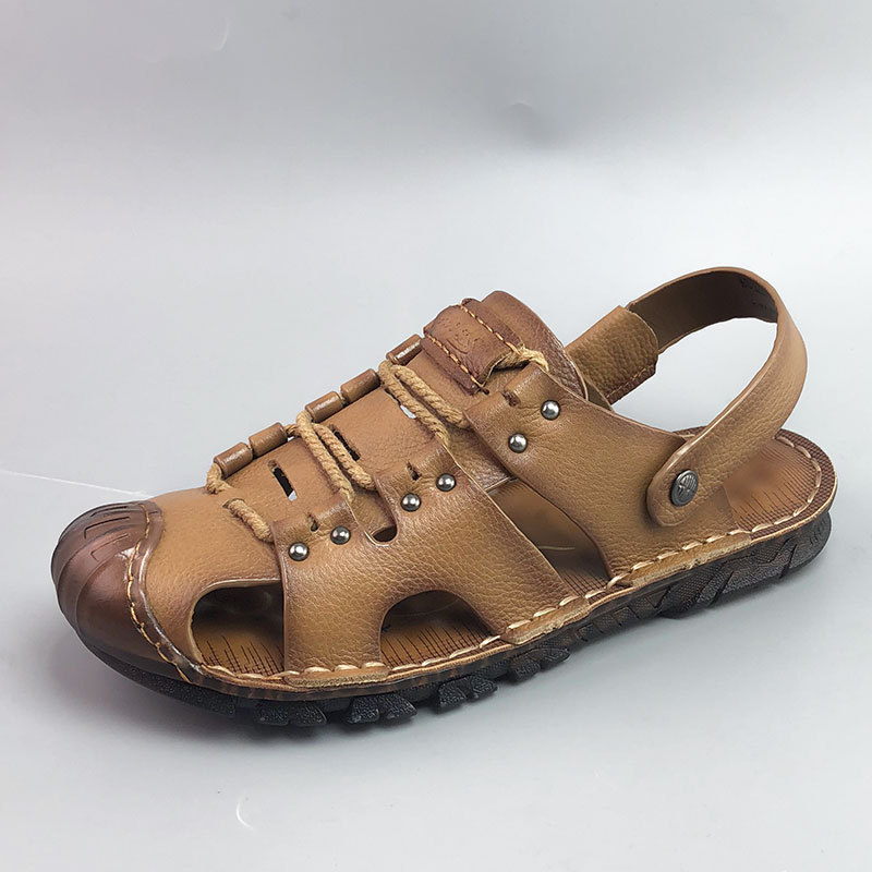 Men's Breathable Casual Genuine Leather Beach Shoes Oxford Sole Shoes - Image 9