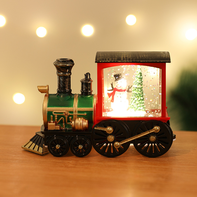 New Christmas Decoration Santa Claus Water Injection Brush Gold Train Decoration Small Night Lamp Christmas Gift - Image 6