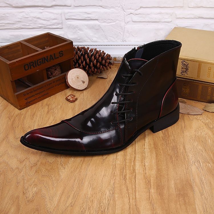 Light Luxury New Korean Style Men's Pointed Leather Boots - Image 5