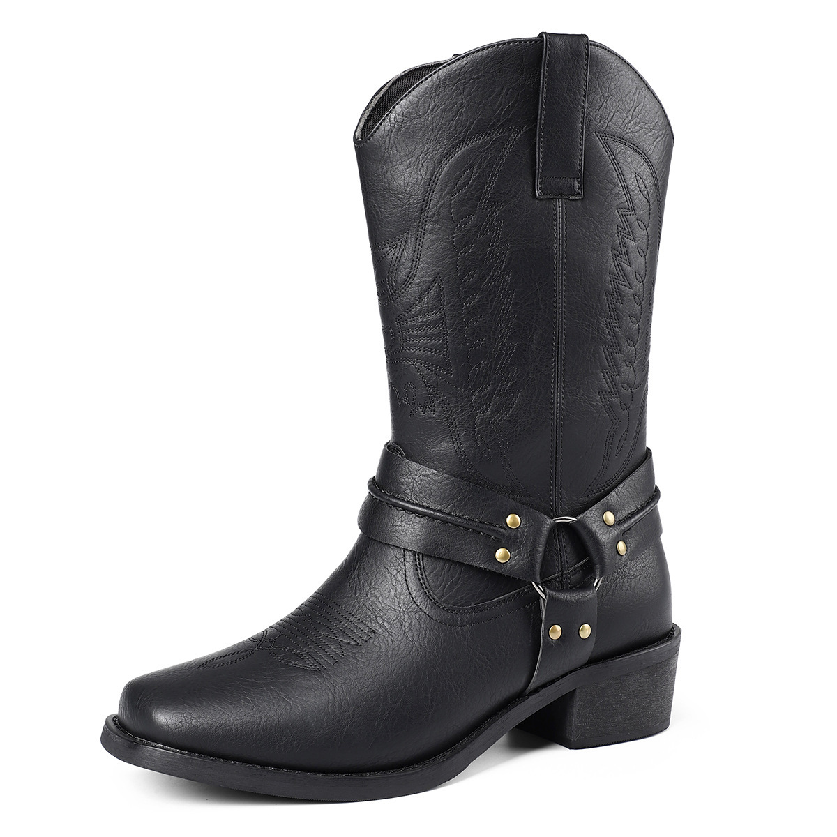 Men's Casual High Heel Leather Boots Large Size Simple Retro — изображение 4