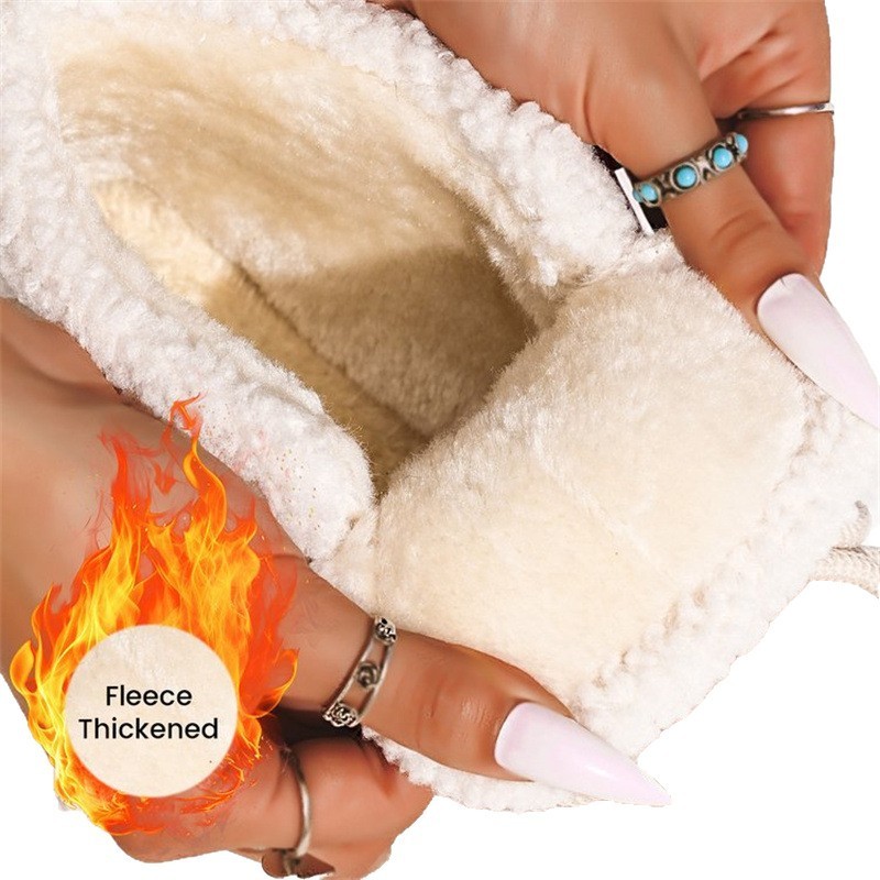 Thick Bottom Fleece-lined Snow Boots Women's Fur Integrated Casual Cotton-padded Shoes - Image 5