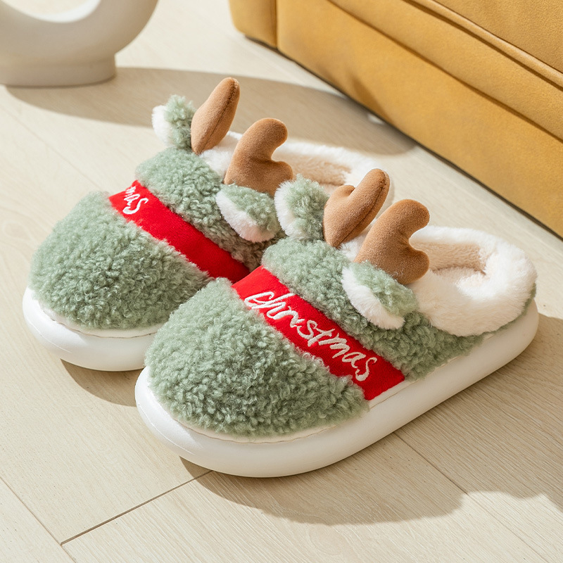 Christmas Shoes Winter Home Slippers Elk Soft Cozy Bedroom Slipper Slip On House Shoes — изображение 10