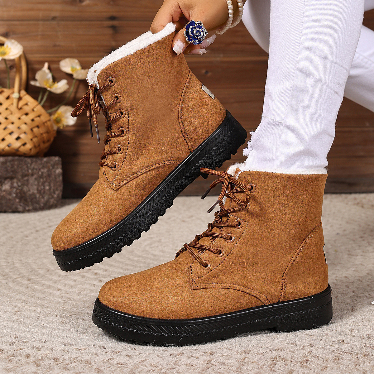 Women's Fashionable Waterproof High-top Cotton-padded Snow Boots — изображение 10