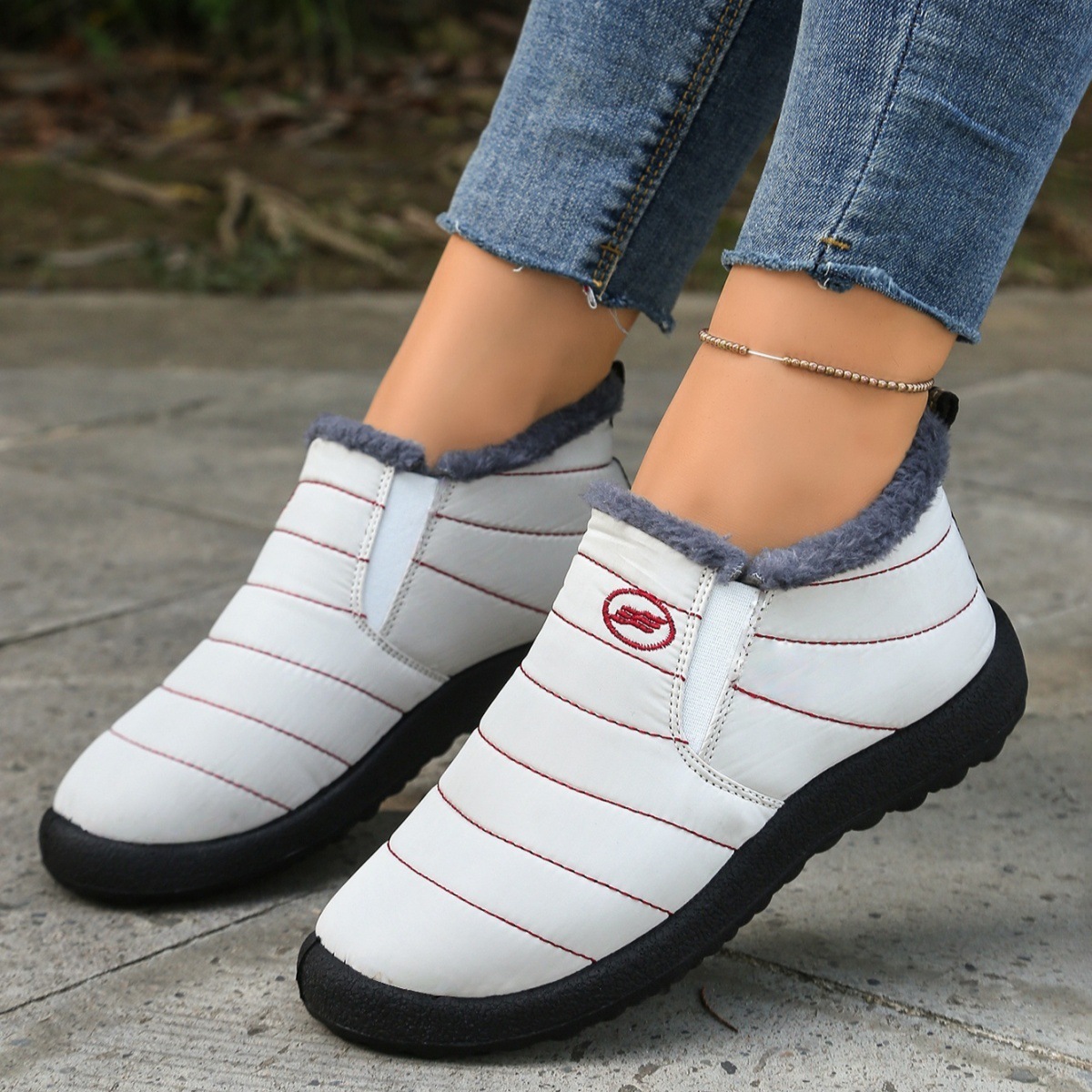 Plus Size Cotton Boots Fleece Lined Padded Warm Keeping Casual Shoes - Image 6