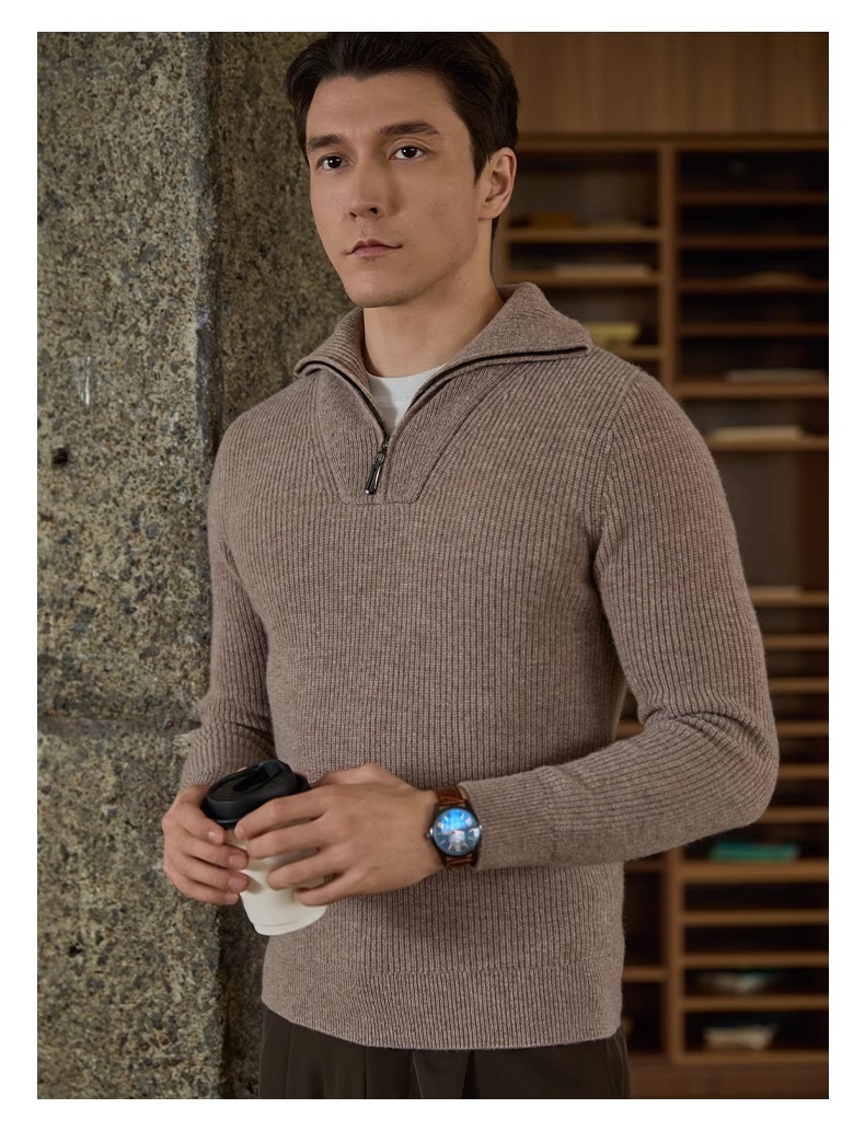 Half-height Zip Turtleneck Sweater Men's Long Sleeve – Bild 4